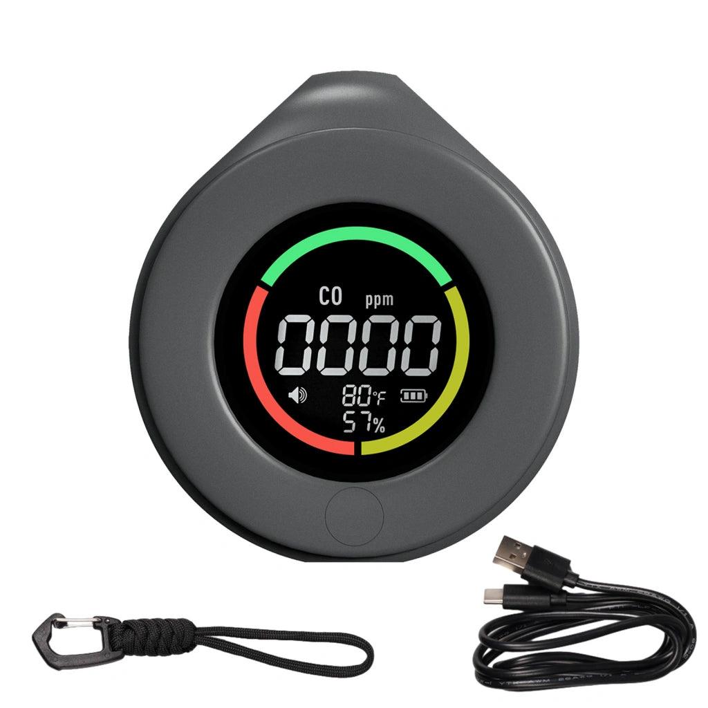 Portable_3-in-1_Carbon_Monoxide_Detector_120H_Long_Battery_Life_Temperature_Humidity_Monitor - Black