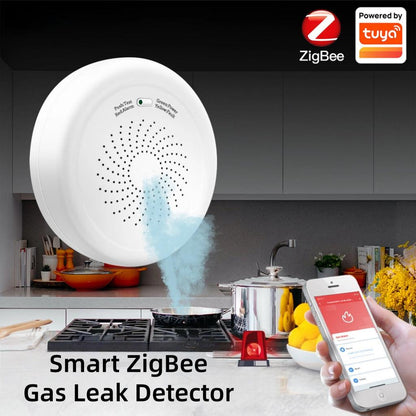 Smart ZigBee Natural Gas Leak Detector - App Monitoring & 70dB Alarm