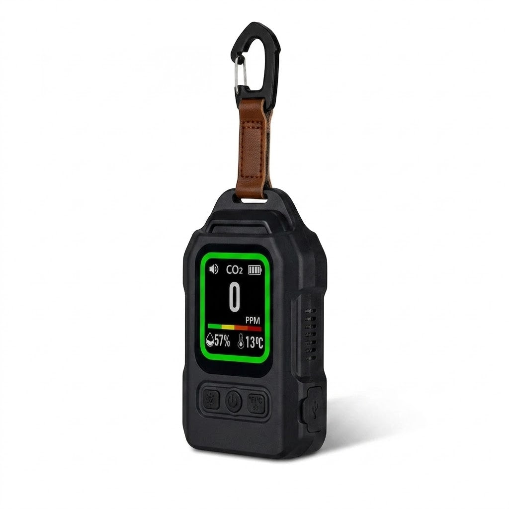 Portable 4-in-1 Carbon Monoxide & CO2 Detector with LED Flashlight
